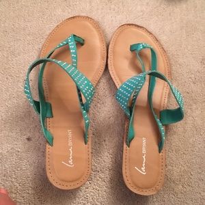 Teal Strappy Sequin Sandals